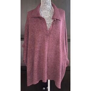 A New Day Shawl Cape Sweater Burgundy Soft English Country Cozy Chic One Size